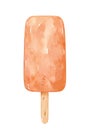 Watercolor caramel ice cream on a stick