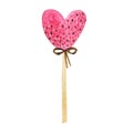 watercolor caramel pink in the shape of a heart on a stick