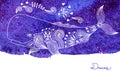 Watercolor Card Dreams with Beautiful Whale Royalty Free Stock Photo