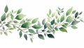Watercolor card of green branches isolated, white background Royalty Free Stock Photo