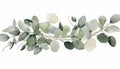 Watercolor card of green branches, isolated, white background Royalty Free Stock Photo