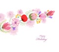 Watercolor card with spring cherrys blossoms Royalty Free Stock Photo