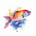 watercolor Carp Fish logo generative AI Royalty Free Stock Photo