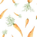 Watercolor carrot seamless pattern. Fresh vegetable for fabric