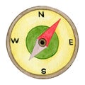 Watercolor cartoon compass illustration