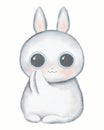 Watercolor cartoon kawaii funny bunny