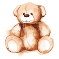 Watercolor cartoon lovely Teddy Bear toy Saint Valentine`s day illustration vector art isolated