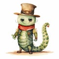 Watercolor Caterpillar Cowboy Illustration