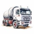 Watercolor Cement Mixer Truck Clipart With Detailed Illustration Style