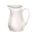 Watercolor ceramic pitcher illustration. Hand painted white jug for milk, water, lemonade isolated on white background Royalty Free Stock Photo