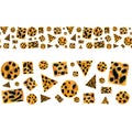 watercolor cheetah fur texture border in geometric shapes on white background