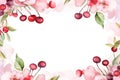 Watercolor cherries frame