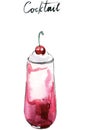 Watercolor cherry milk cocktail