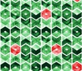 Watercolor chevron in green and red colors on white background. Abstract seamless pattern for Christmas and New Year