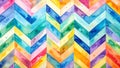 Watercolor chevron pattern in vibrant rainbow colors, abstract background design Royalty Free Stock Photo
