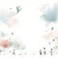 Watercolor of Children& x27;s Day poster background,minimalist style