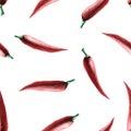 Watercolor chilli pepper seamless pattern Royalty Free Stock Photo