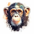 Watercolor Chimpanzee Portrait Sticker