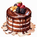 Watercolor chocolate cake clipart