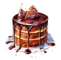 Watercolor chocolate cake clipart