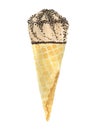 Watercolor chocolate ice cream with chocolate sprinkles in waffle cone