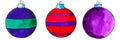 Watercolor Christmas balls set. Watercolor illustration Royalty Free Stock Photo