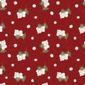 Watercolor christmas branches and snowberry pattern on white background Royalty Free Stock Photo