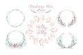 Watercolor Christmas card with wearth. Hand drawing christmas decoration. Winter holiday design. Berry wreath for Royalty Free Stock Photo