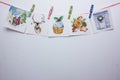 Watercolor Christmas cards on a white background