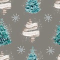 Watercolor Christmas crystal bells seamless pattern digital paper illustration