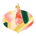 Watercolor christmas decor illustration. Abstract christmas tree toys elements in modern style. Holiday graphic