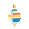 Watercolor christmas decor illustration. Abstract christmas tree toys elements in modern style. Holiday graphic