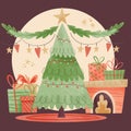 watercolor christmas decoration vector design