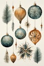 watercolor christmas decorations set Royalty Free Stock Photo