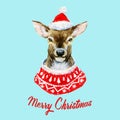 Watercolor christmas deer Royalty Free Stock Photo