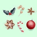 watercolor christmas element collection vector design Royalty Free Stock Photo