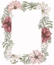 Watercolor Christmas florals wreath. Hand drawn winter bouquet with Poinsettia flower and fir branches, holly with berries Royalty Free Stock Photo