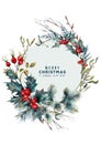 Watercolor Christmas Forest Gifts Wreath Card Royalty Free Stock Photo