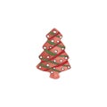 Watercolor Christmas gingerbread tree iced cookies illustration.