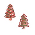 Watercolor Christmas gingerbread iced cookies illustration.