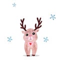 Watercolor Christmas Illustration With Holiday Deer