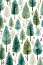 Watercolor Christmas illustration pattern with joyful holiday elements. Generative AI