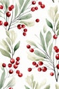 Watercolor Christmas illustration pattern with joyful holiday elements. Generative AI