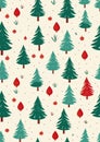 Watercolor Christmas illustration pattern with joyful holiday elements. Generative AI