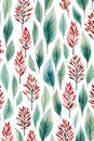 Watercolor Christmas illustration pattern with joyful holiday elements. Generative AI