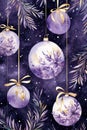 Watercolor Christmas illustration pattern with joyful holiday elements. Generative AI