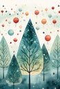 Watercolor Christmas illustration pattern with joyful holiday elements. Generative AI