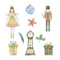 Watercolor Christmas Nutcracker set Royalty Free Stock Photo