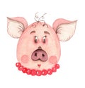 Watercolor Christmas Pig