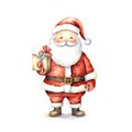 Watercolor Christmas Santa Claus. Clipart. AI generated Royalty Free Stock Photo